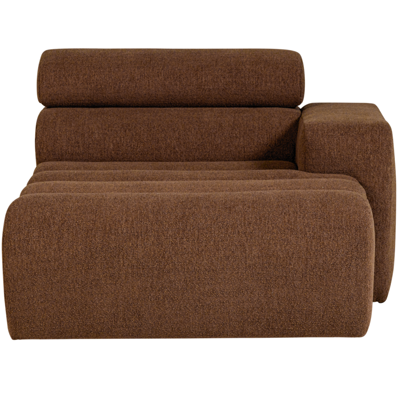 WOOOD-collectie Novi Chaise Longue Element Arm Rechts Boucle Mokkabruin