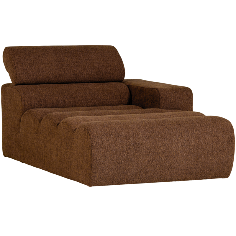 WOOOD-collectie Novi Chaise Longue Element Arm Rechts Boucle Mokkabruin