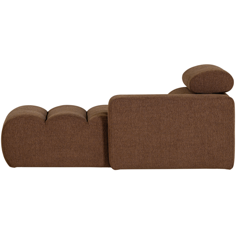 WOOOD-collectie Novi Chaise Longue Element Arm Rechts Boucle Mokkabruin