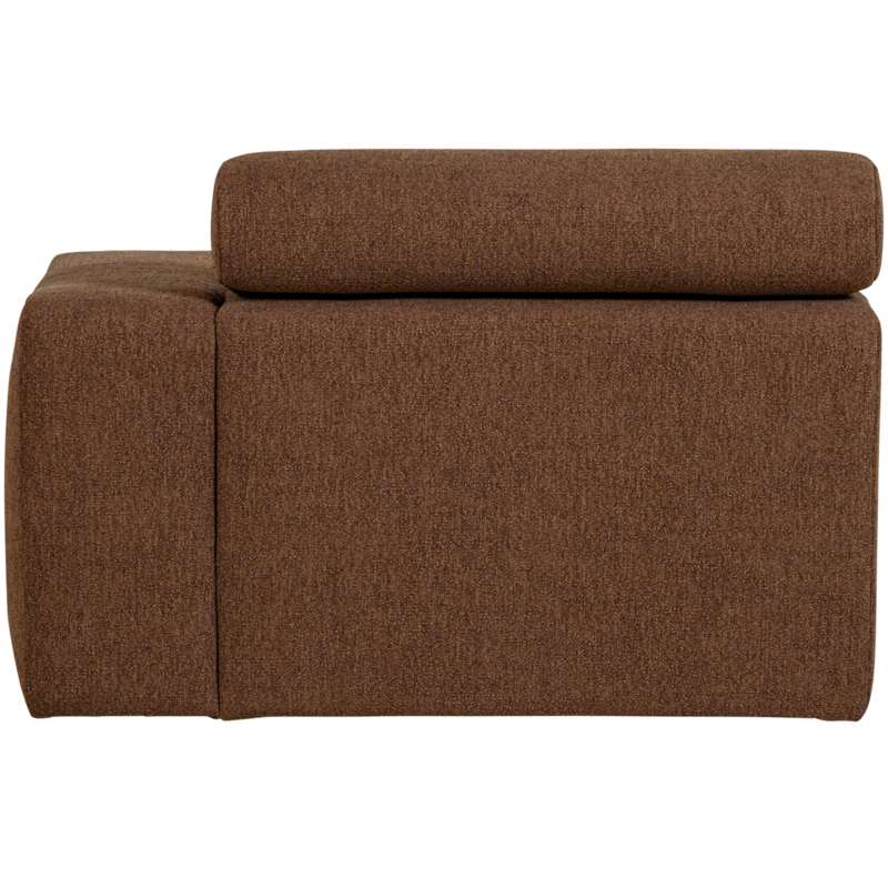 WOOOD-collectie Novi Chaise Longue Element Arm Rechts Boucle Mokkabruin