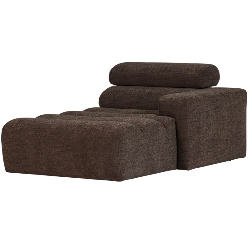 WOOOD-collectie Novi Chaise Longue Element Arm Rechts Donkerbruin Melange