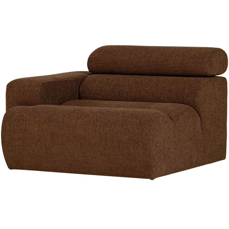 WOOOD-collectie Novi 1-Zits Element Arm Links Boucle Mokkabruin