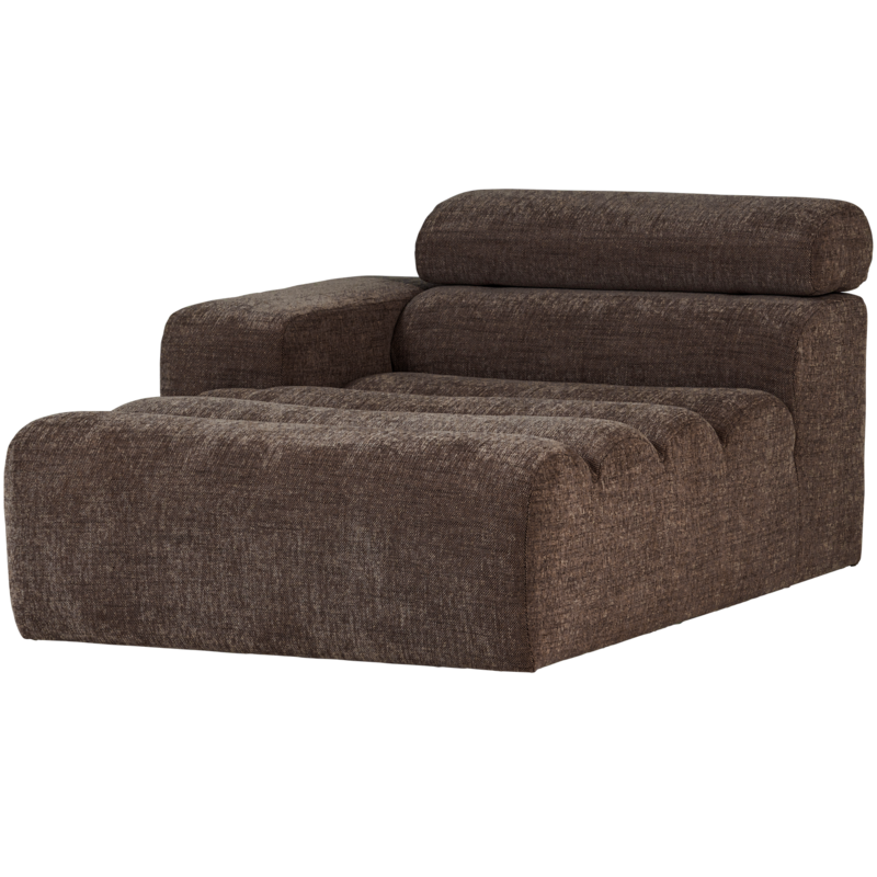 WOOOD-collectie Novi Chaise Longue Element Arm Links Donkerbruin Melange
