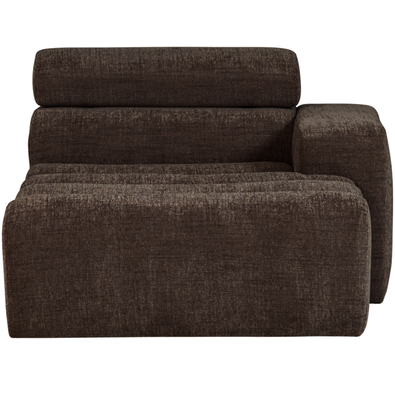 WOOOD-collectie Novi Chaise Longue Element Arm Rechts Donkerbruin Melange