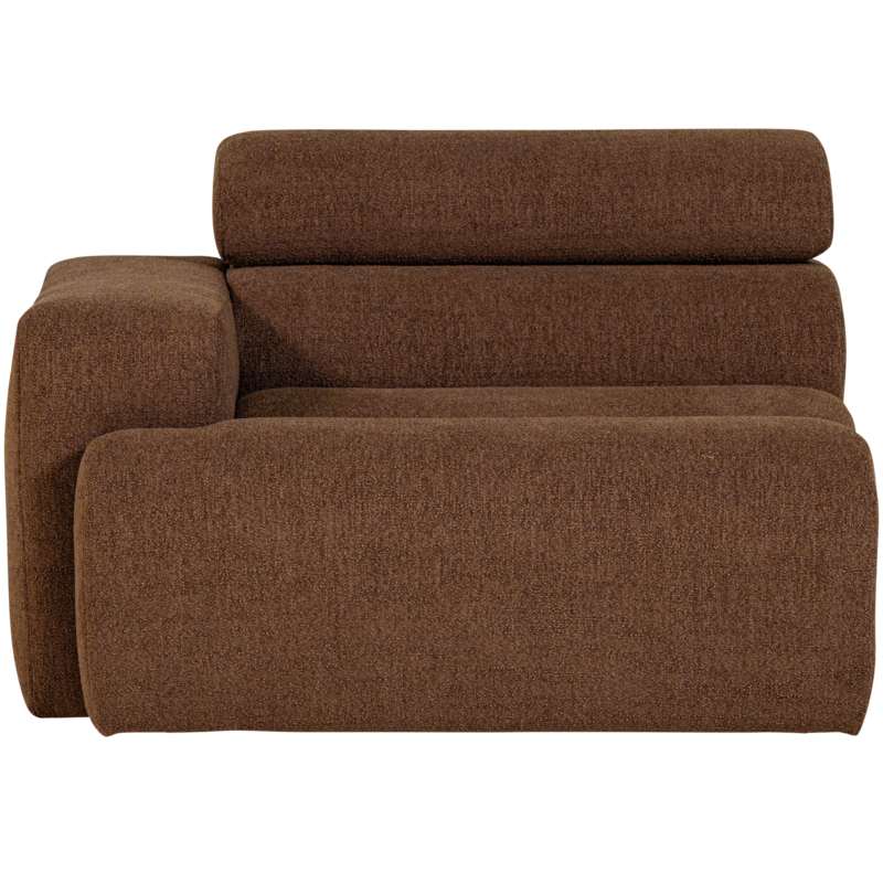 WOOOD-collectie Novi 1-Zits Element Arm Links Boucle Mokkabruin