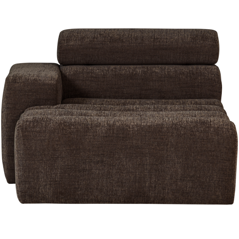 WOOOD-collectie Novi Chaise Longue Element Arm Links Donkerbruin Melange