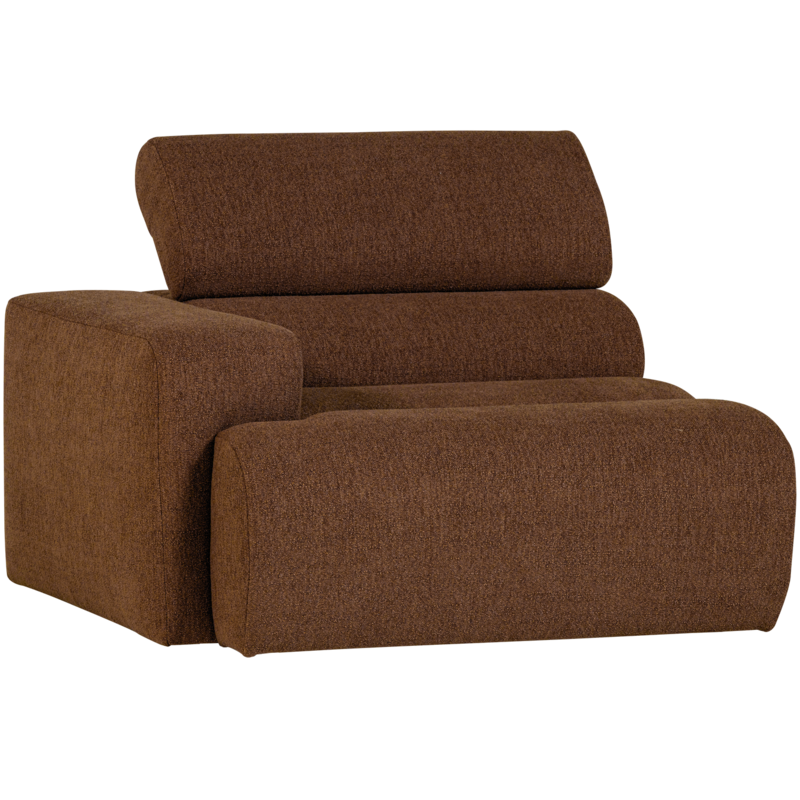 WOOOD-collectie Novi 1-Zits Element Arm Links Boucle Mokkabruin