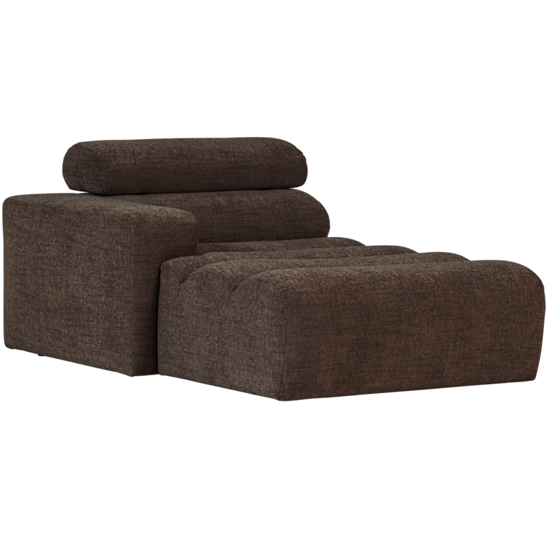 WOOOD-collectie Novi Chaise Longue Element Arm Links Donkerbruin Melange