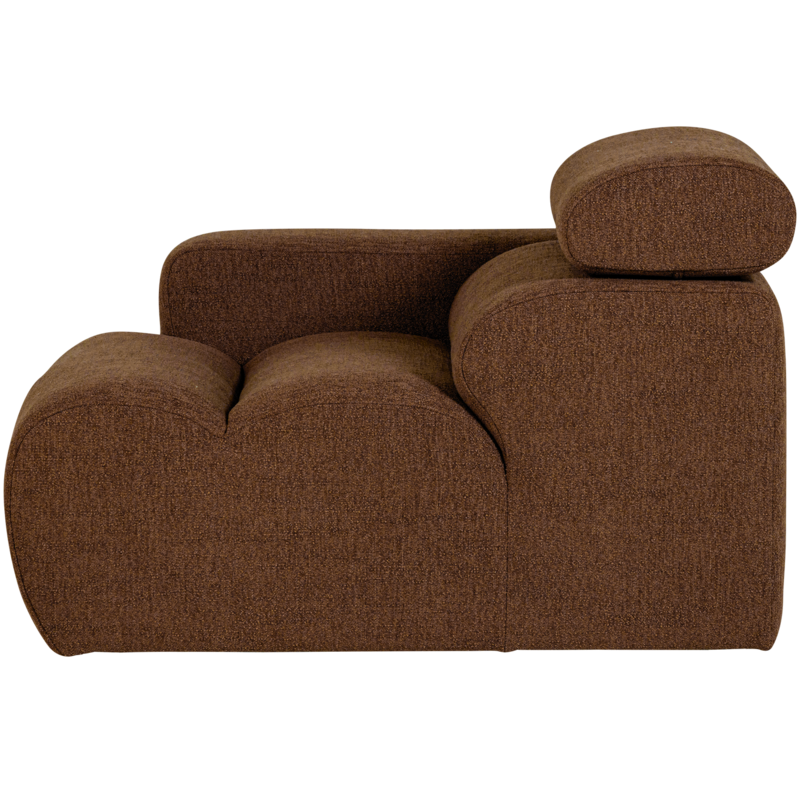 WOOOD-collectie Novi 1-Zits Element Arm Links Boucle Mokkabruin