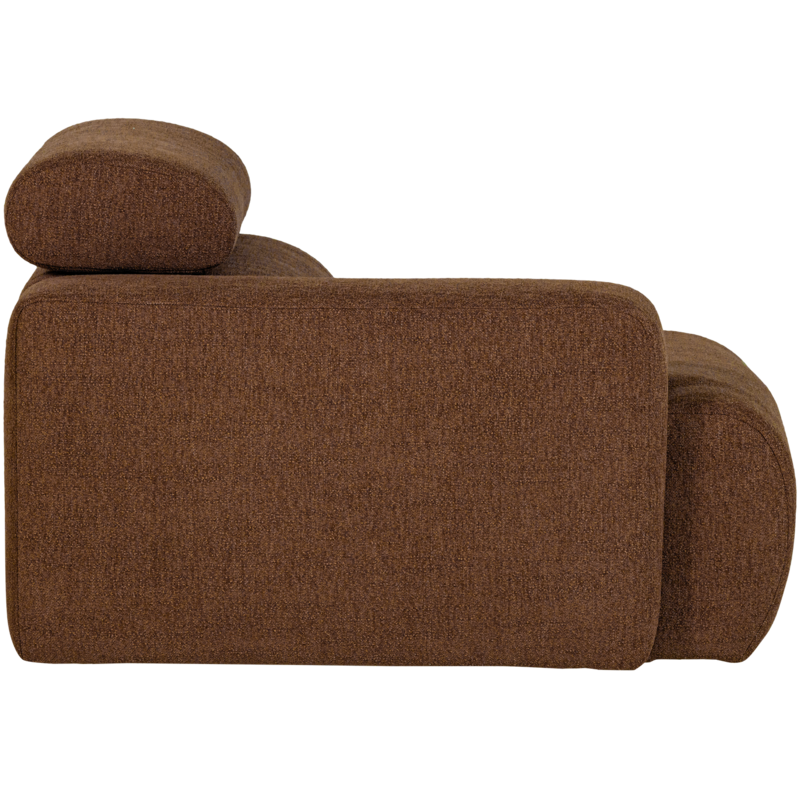 WOOOD-collectie Novi 1-Zits Element Arm Links Boucle Mokkabruin