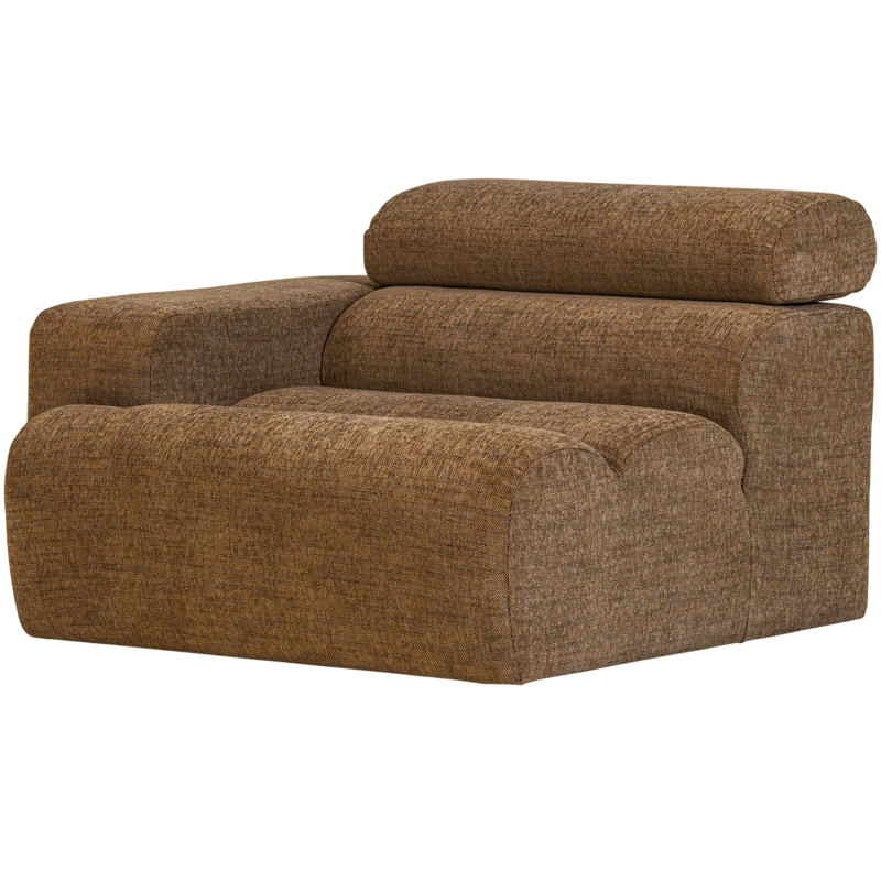 WOOOD-collectie Novi 1-Zits Element Arm Links Karamelbruin Melange