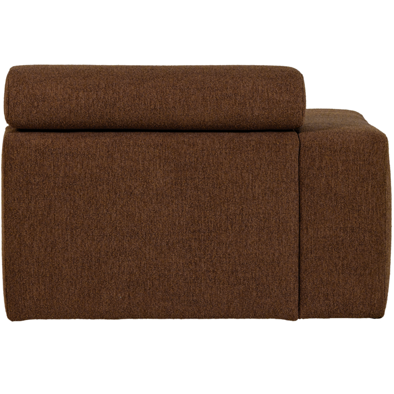 WOOOD-collectie Novi 1-Zits Element Arm Links Boucle Mokkabruin