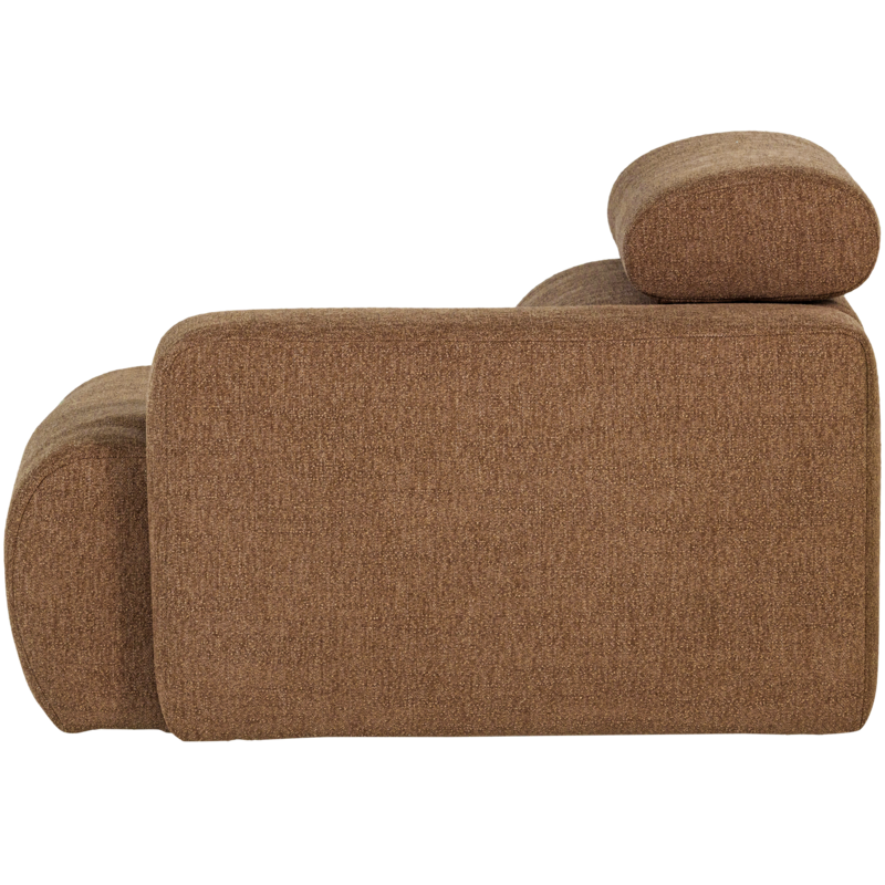 WOOOD-collectie Novi 1-Zits Element Arm Rechts Boucle Karamelbruin