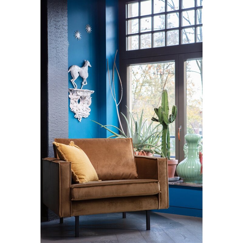 WOOOD-collectie Rodeo Fauteuil Velvet Honinggeel