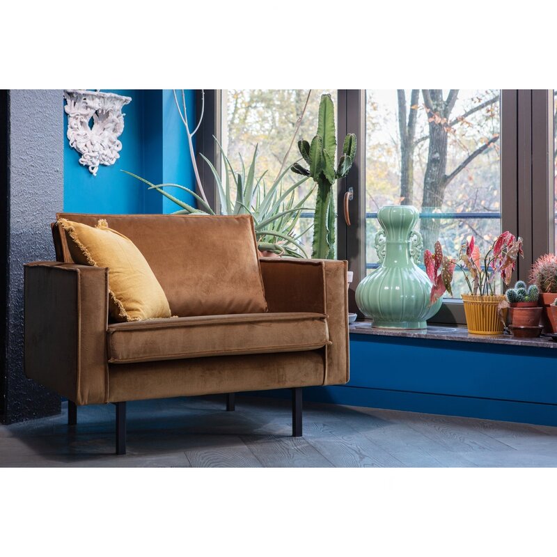 WOOOD-collectie Rodeo Fauteuil Velvet Honinggeel