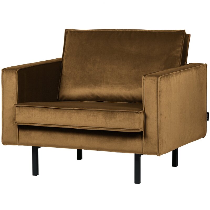 WOOOD-collectie Rodeo Fauteuil Velvet Honinggeel