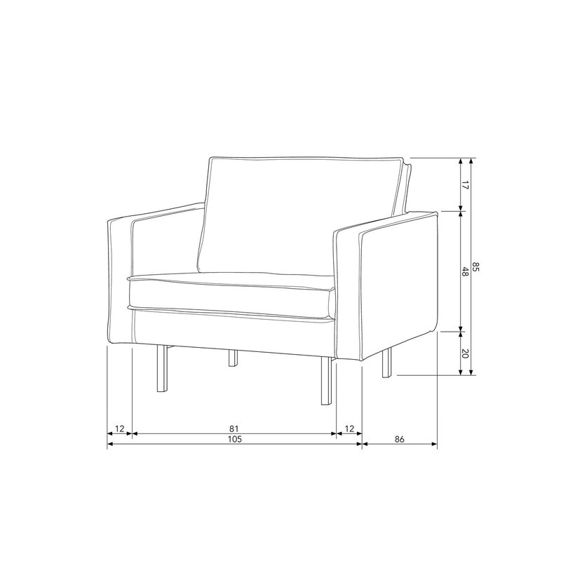 WOOOD-collectie Rodeo Fauteuil Velvet Honinggeel