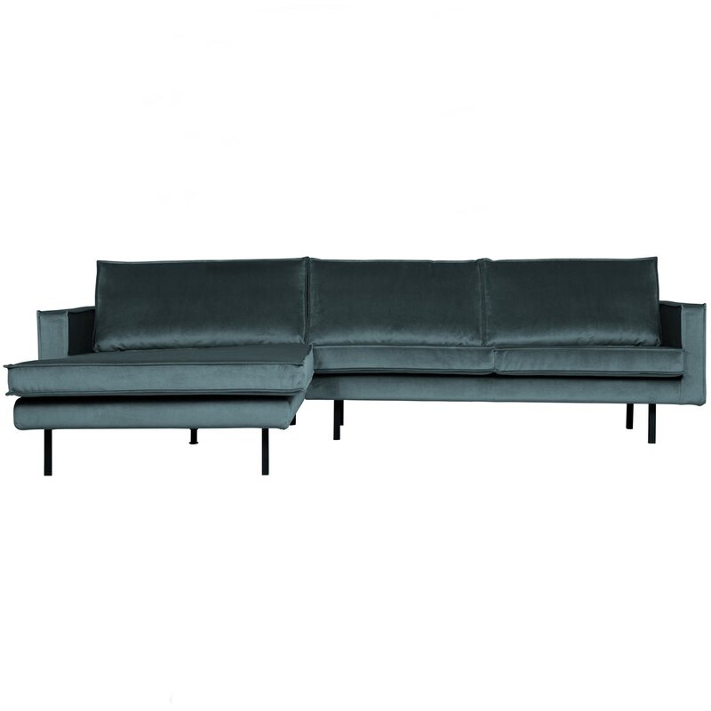 WOOOD-collectie Rodeo Chaise Longue Bank Links Velvet Groenblauw