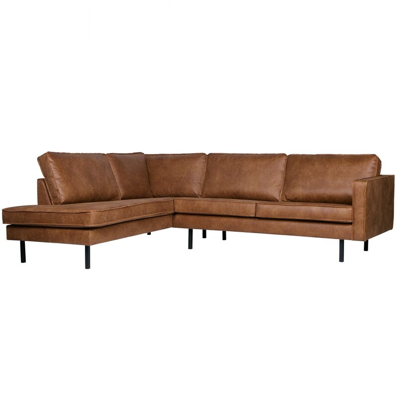 WOOOD-collectie Rodeo Hoekbank Links Ecoleer Cognac