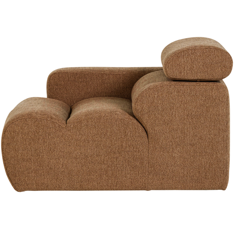 WOOOD-collectie Novi 1-Zits Element Arm Links Boucle Karamelbruin