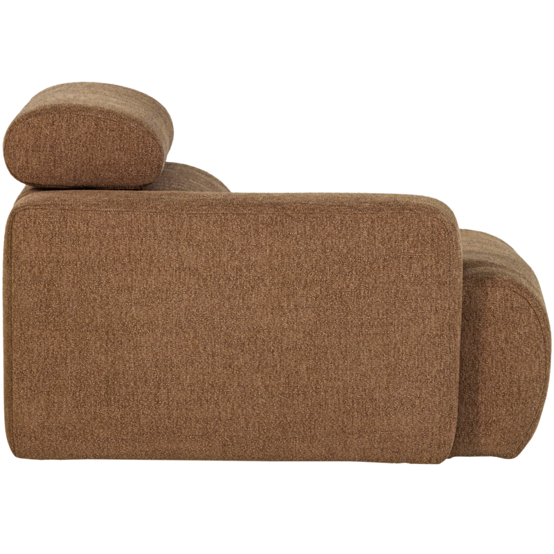WOOOD-collectie Novi 1-Zits Element Arm Links Boucle Karamelbruin