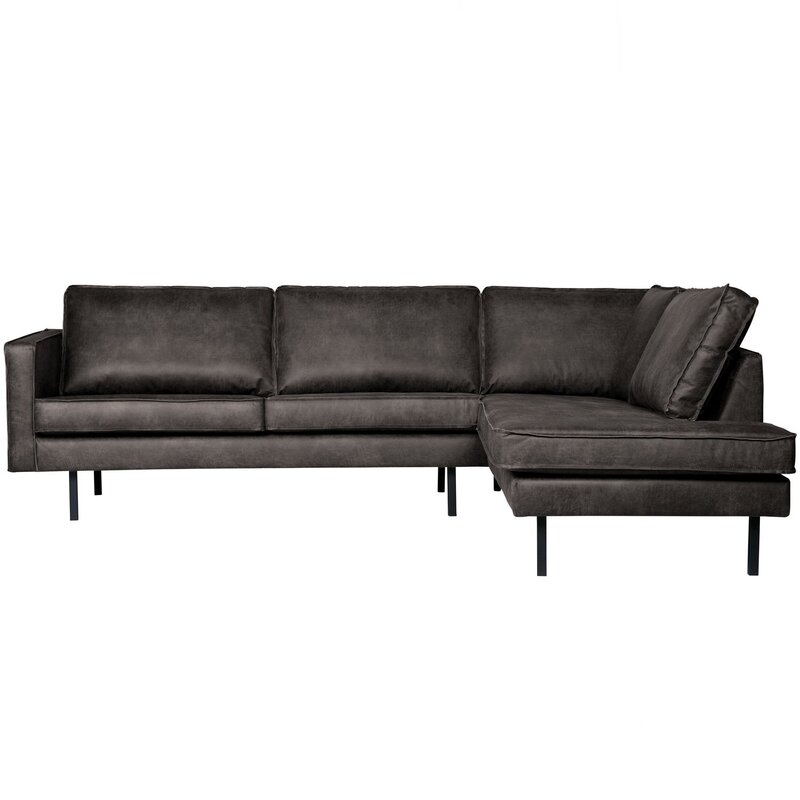 WOOOD-collectie Rodeo Hoekbank Rechts Ecoleer Zwart
