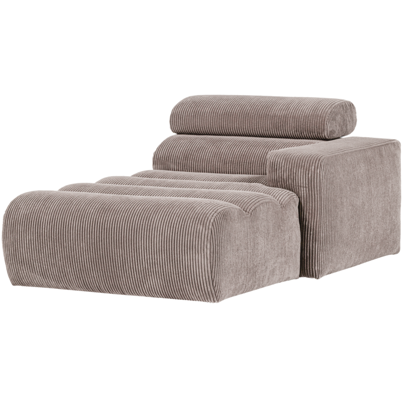 WOOOD-collectie Novi Chaise Longue Element Arm Rechts Ribstof Zand