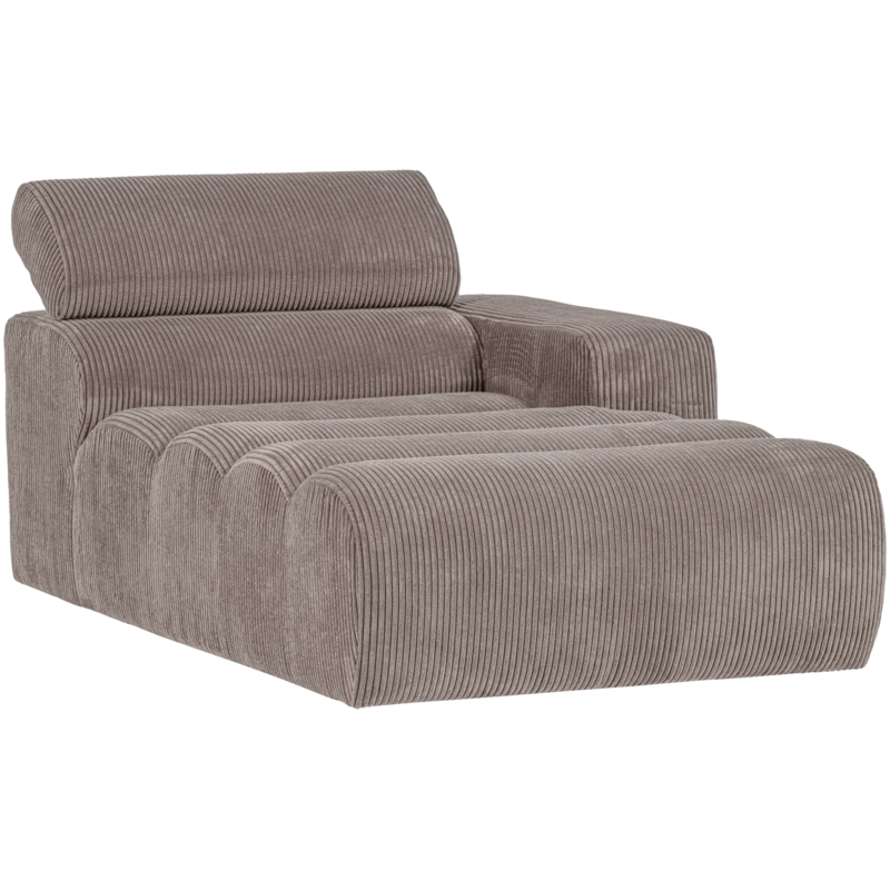 WOOOD-collectie Novi Chaise Longue Element Arm Rechts Ribstof Zand