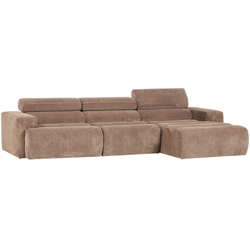 WOOOD-collectie Novi Chaise Longue Sofa Right Ribbed Fabric Taupe