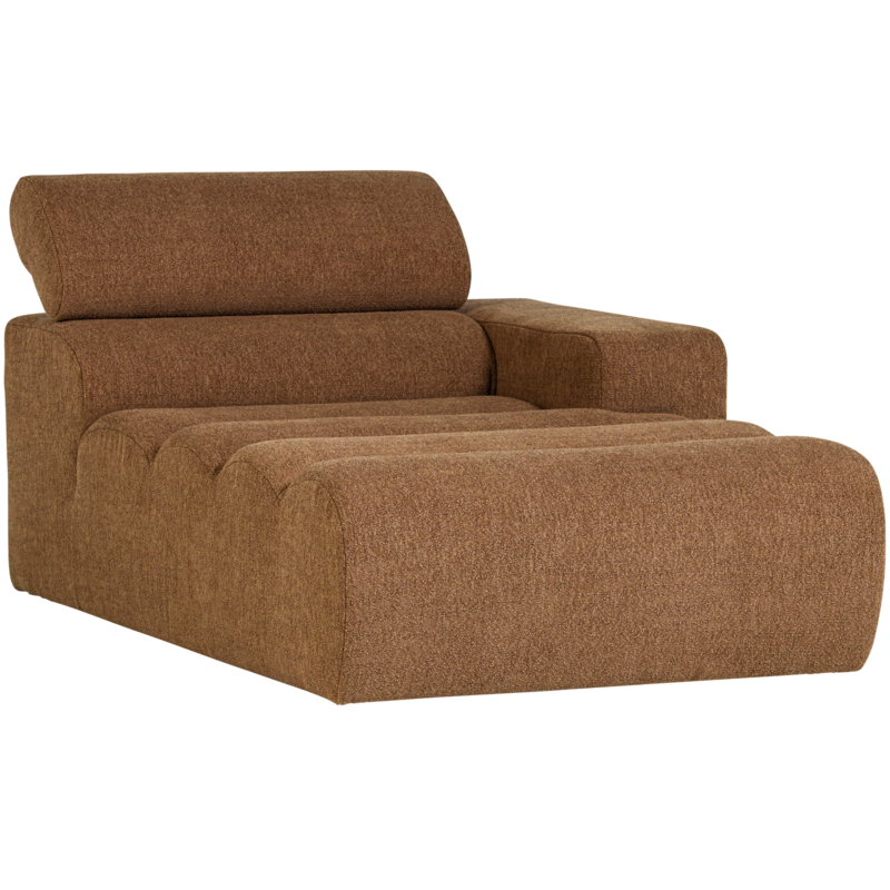 WOOOD-collectie Novi Chaise Longue Element Arm Rechts Boucle Karamelbruin