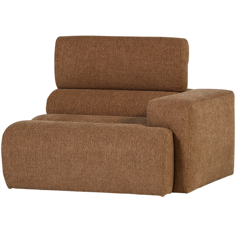 WOOOD-collectie Novi 1-Zits Element Arm Rechts Boucle Karamelbruin