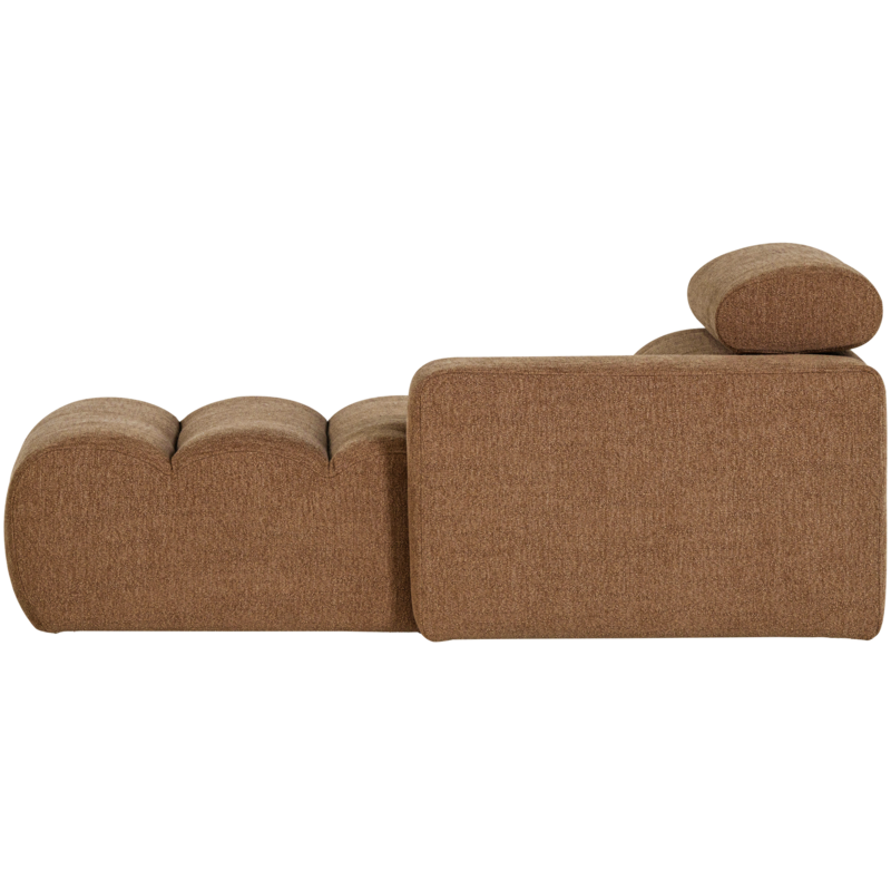 WOOOD-collectie Novi Chaise Longue Element Arm Rechts Boucle Karamelbruin