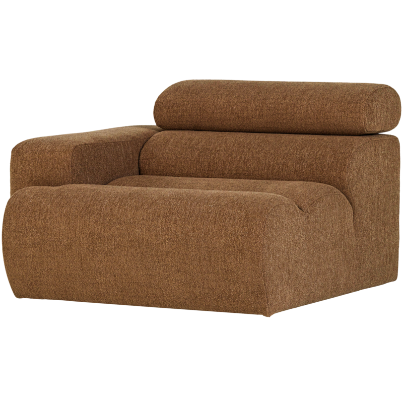 WOOOD-collectie Novi 1-Zits Element Arm Links Boucle Karamelbruin