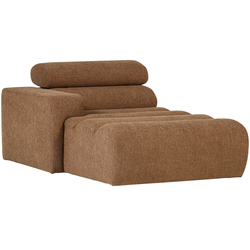 WOOOD-collectie Novi Chaise Longue Element Arm Links Boucle Karamelbruin
