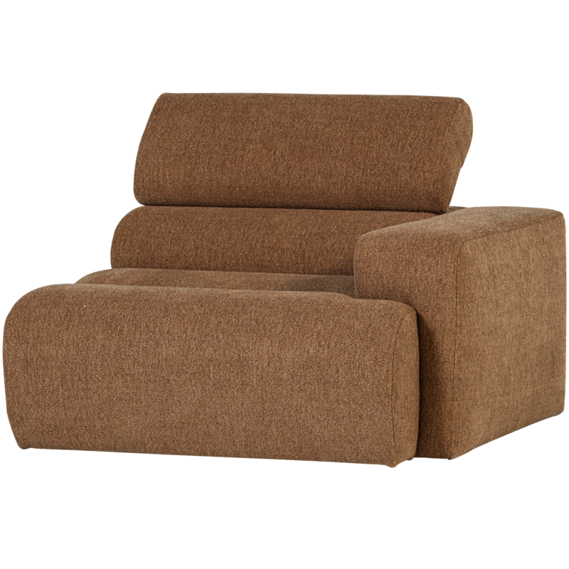 WOOOD-collectie Novi 1-Zits Element Arm Rechts Boucle Karamelbruin