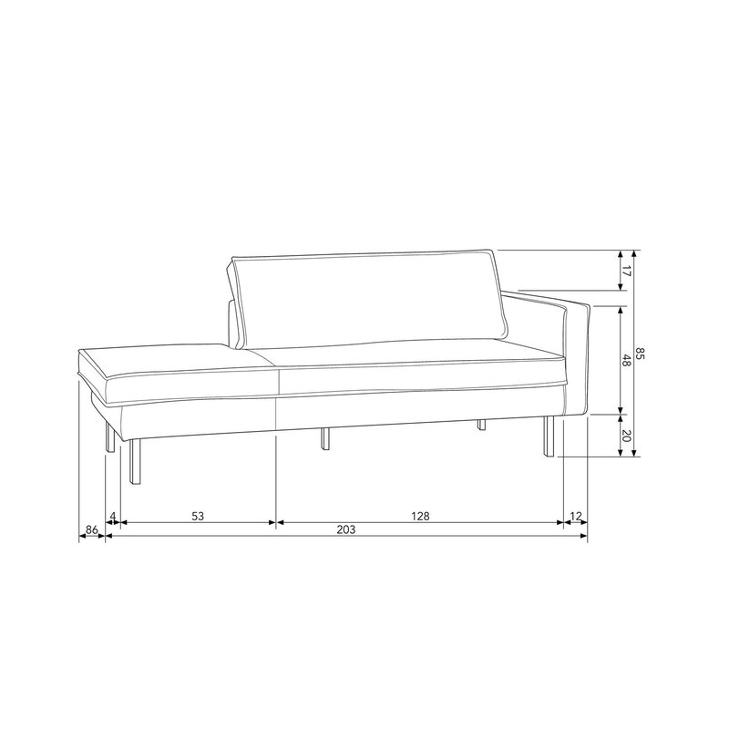 WOOOD-collectie Rodeo Daybed Rechts Ecoleer Zwart