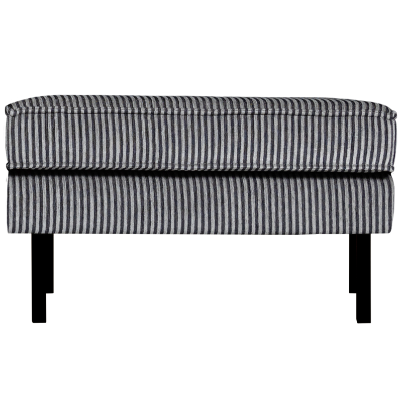 WOOOD-collectie Rodeo Hocker Op Poten Streep Zwart/Grijs