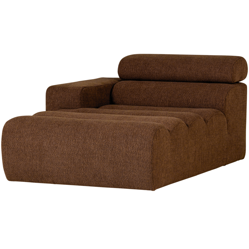 WOOOD-collectie Novi Chaise Longue Element Arm Links Boucle Mokkabruin