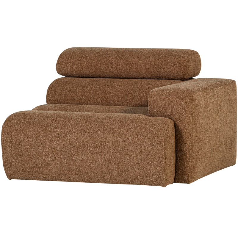 WOOOD-collectie Novi 1-Zits Element Arm Rechts Boucle Karamelbruin
