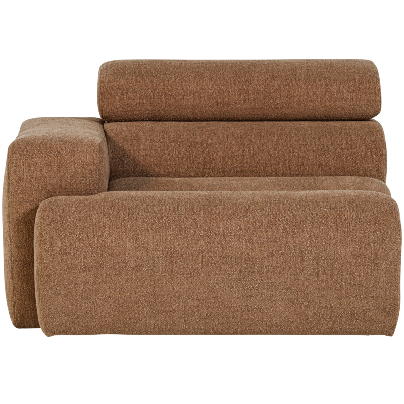 WOOOD-collectie Novi 1-Zits Element Arm Links Boucle Karamelbruin
