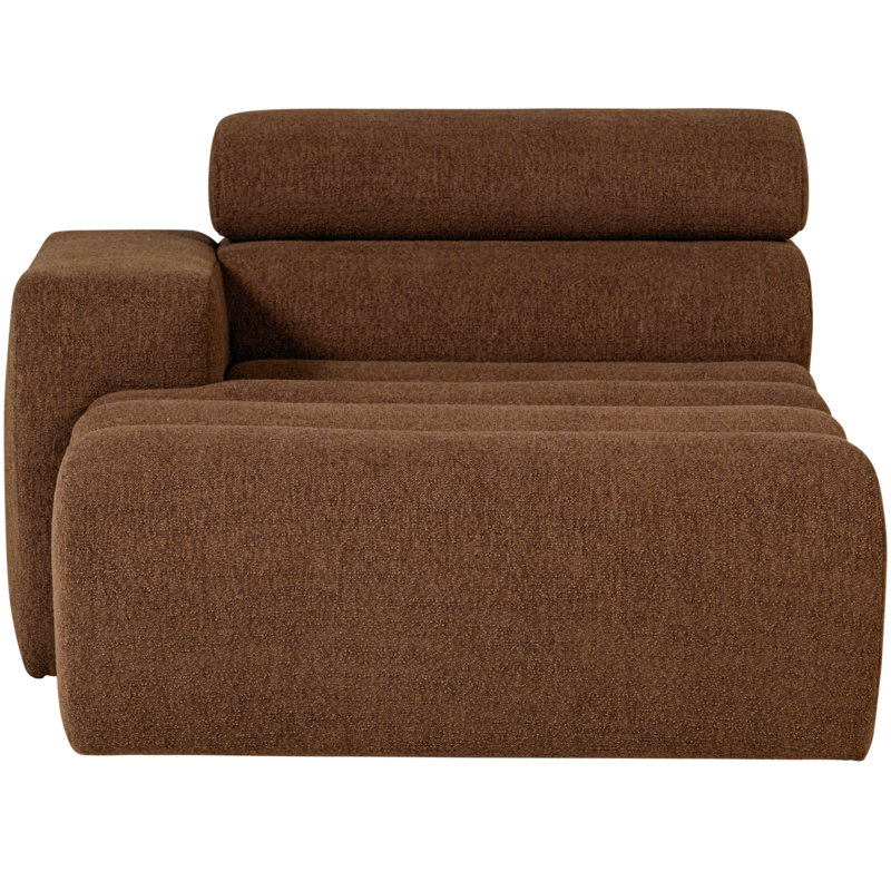 WOOOD-collectie Novi Chaise Longue Element Arm Links Boucle Mokkabruin