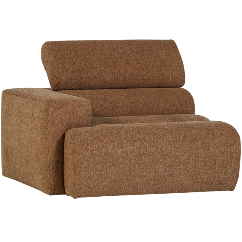 WOOOD-collectie Novi 1-Zits Element Arm Links Boucle Karamelbruin