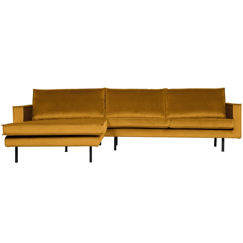 WOOOD-collectie Rodeo Chaise Longue Bank Links Velvet Oker