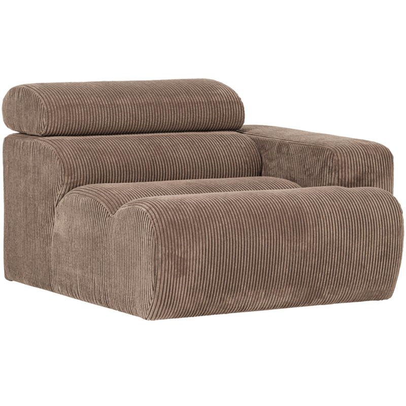WOOOD-collectie Novi 1-Zits Element Arm Rechts Ribstof Taupe