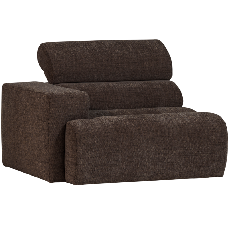 WOOOD-collectie Novi 1-Zits Element Arm Links Donkerbruin Melange
