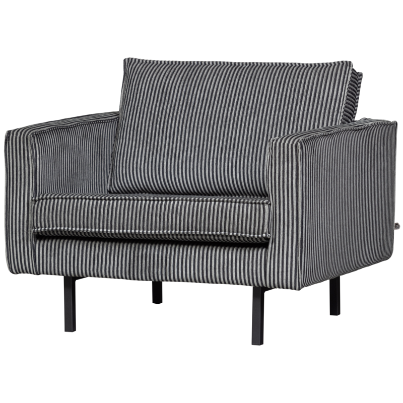 WOOOD-collectie Rodeo Fauteuil Streep Zwart/Grijs