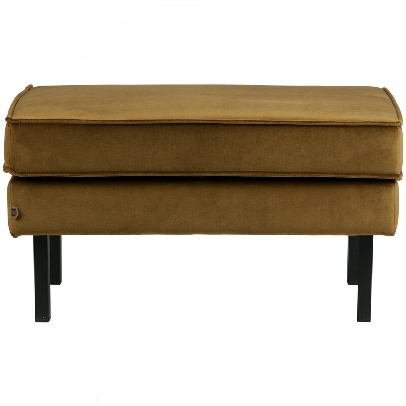 WOOOD-collectie Rodeo Hocker Op Poten Velvet Honinggeel