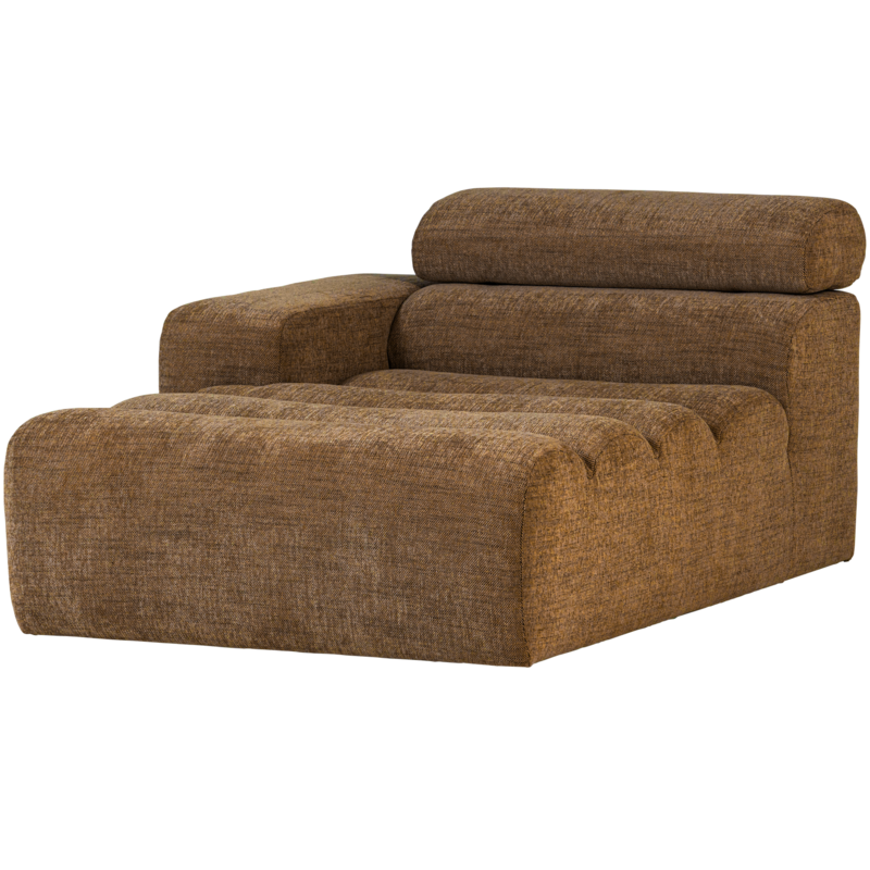 WOOOD-collectie Novi Chaise Longue Element Arm Links Karamelbruin Melange