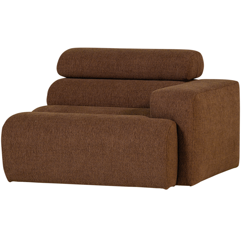 WOOOD-collectie Novi 1-Zits Element Arm Rechts Boucle Mokkabruin