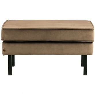 WOOOD Rodeo Hocker Op Poten Velvet Taupe